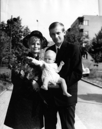 Milan Weber with his first wife Ladislava and daughter Milana, Přerov, June 1968