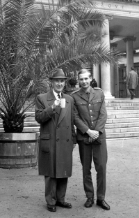On the right Milan Weber during his military service with his father Jan, Mariánské Lázně, September 1967
