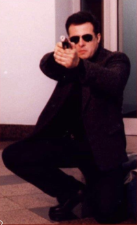 Josef Mádl, photo for his own book Bodyguard, The Modern Samurai, Hubertlov Bohemia, 2000