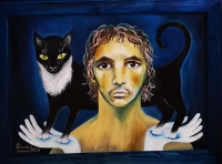 Obraz Emmy Srncové s portrétem Jiřího Srnce