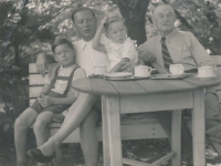Jan Král with his father, brother and grandfather, 1942