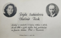 Svatební oznámení manželů Fickových 1956