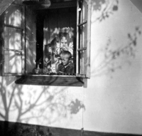 V okně rodného domu ve Včelíně