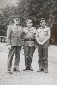 Jiří Valášek (right) as the commander of the Dobrá Voda training area, 1970s-80s