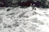 Ludvík Janko descending the wild river at Lipno