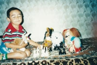 Playing chess with toys. Odesa, 2002