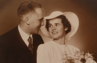 Wedding photo of Věra and Jiří Blažek from 1938