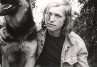 Ladislav Faktor and his shepherd Athos, 1975, 18 years old