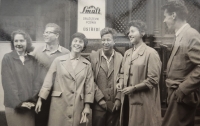 With friends (third from right), 1960s, Prague