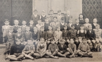 School photos, first year after the war back at school, Petr Vogel in the second row, fifth from the right