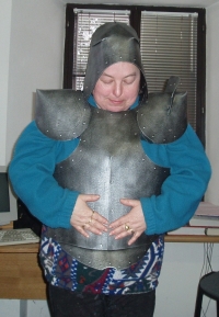 Anna Šauerová directing the performance Zbojník Schönfeldský, 2005