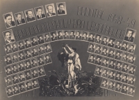 Graduation plaque of Miroslav Jurníček, bottom left row, first from the right, Bruntál, 1949