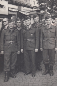 Basic military service, Miroslav Jurníček in the middle, Prague, 1949-1951