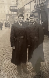 Basic military service, Miroslav Jurníček on the right, Prague, 1949-1951