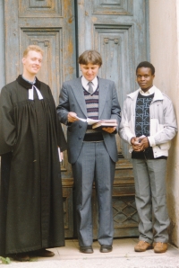 Peter Morée on the left, friend Pavel Kalus in the middle, Prosetín, 1991
