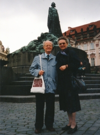 Parents of the witness on Old Town Square, ca. 1995