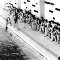 As a swimming instructor, 1960s