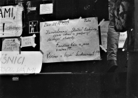 Signs at the beginning of the Velvet Revolution, November 1989