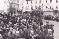 Vítání vojáků v Písku, květen 1945