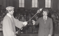 Jaroslav Janešík during his graduation ceremony at the University of Chemical Technology, Pardubice, 1978