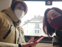 On the way to Germany. Yuliia Antoniuk with her mother, 2022
