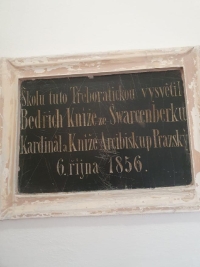 Memorial plaque in the kindergarten where Magdalena Kuclerová works and attended primary school as a child

