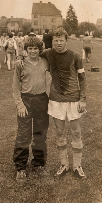 Pavel Verbíř with a player from another team