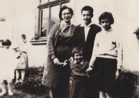 Marie Dvořáková (then Šteflová) with children, 1950s