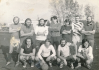 Ilja Květoň (sitting second from the right) and the long-haired guys at football in the 1980s