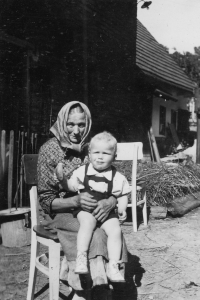Pavel Marek with grandmother Marková, Choceň