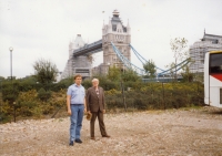 Witness's father Josef Marek on a journey to England, 1992