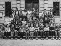 Class photo, 2.A, Pavel Marek is fifth from right, top row, 1954/1955