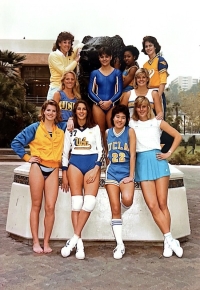 With friends at UCLA, representing all sports at the university, Merja below, second from left