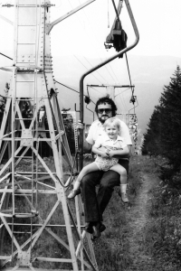 With son Martin, Krkonoše Mountains, 1979
