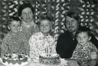 With parents and sisters, Christmas 1979