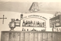 The bar, which was located in the tramp hut, 1970s