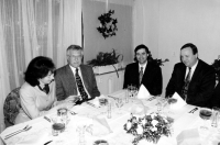 Tomáš Bergman (second from right) with Mrs and Mr Klaus and the Mayor of Kroměříž Petr Dvořáček (right) in Kroměříž