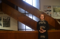 Pavla Seitlová in 2025. She is wearing the dress of her grandmother Drahomíra Fuchsová.