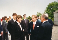Among the duties of Mayor Tomáš Mikeska (from the profile on the left) was to attend commemorative meetings at Vítkov with leading state representatives, here with President Václav Havel