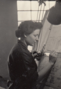 Wife Marie Uhlířová in Tesla, 1957