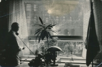 Shattered windows in the office of the director of the Food House on August 21, 1968. František Nosek