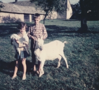 Jáchym Jaroslav Šimek, his sister Marie and the housekeeper goats from the parish house