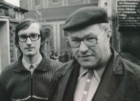 Jáchym Jaroslav Šimek (left) as a chaplain (assistant priest) in his first workplace, Křížová near Havlíčkův Brod