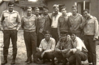 Miroslav Šmejkal standing fourth from the left at the Borded Guard engineer company