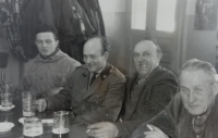 Jindřich Joch (first from left) with colleagues from work, 2nd half of the 1950s
