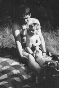 With father Václav Báča, 1970s
