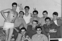 Pavel Báča (with glasses) during his military service, Levice (Slovakia), 1989