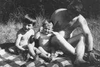 With father Václav and older brother Václav, 1970s