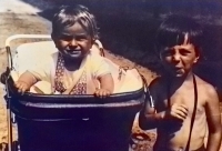 Witness (in a pram) with his older brother Václav, 1969