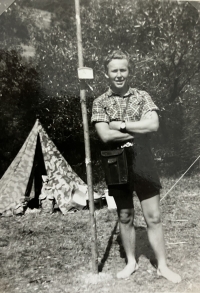 Jiří Janíček at the scout camp in 1948